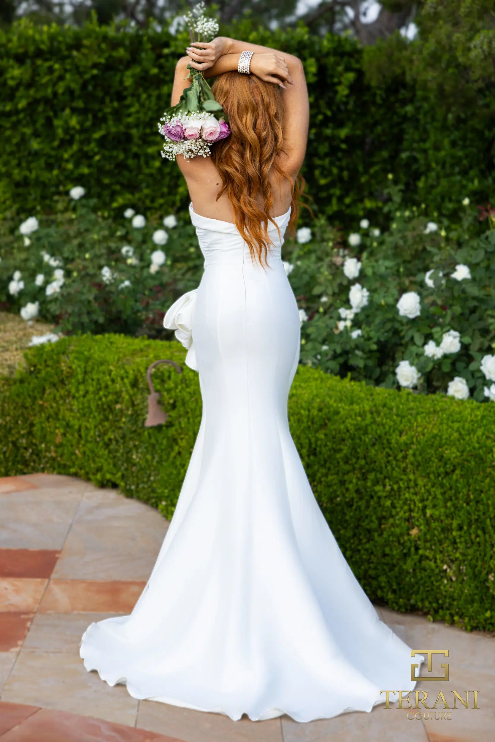 Off-Shoulder Neckline Draped Bow Gown – 2111P4019